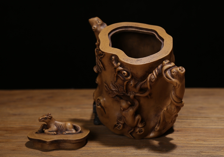 清代名家陳鳴遠(yuǎn)純手工制作紫砂老茶壺